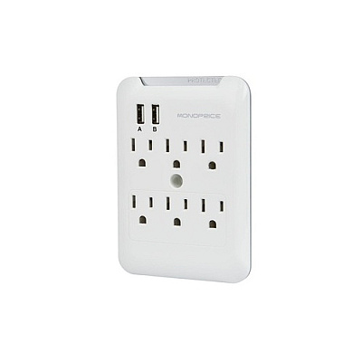 Monoprice Surge Protector 6outlet W/2usb Ports (11148)