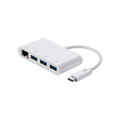 Monoprice Usb-c 3-port Usb 3.0 Hub, Ethernet Adptr (14503)