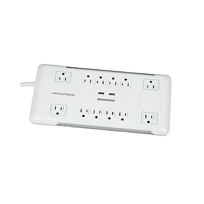 Monoprice Surge Protector - 12 Outlet, 2 Usb Ports (9203)