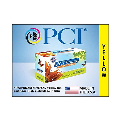 PCI Brand Remanufactured Hp 971xl Cn628am Yellow Inkjet Cartridge 6600 Page Yield For Hp X451/x476/x551/x576 Series Printers Made In Usa (CN628AMPCI)