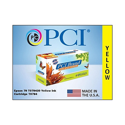 PCI Brand Remanufactured Epson 79 T079420 Yellow Ink Cartridge For Epson Artisan 1430/epson Stylus Photo 1400 Made In Usa (T079420PCI)