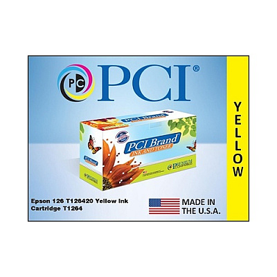 PCI Brand Remanufactured Epson 126 T126420 Yellow Ink Cartridge For Epson Workforce 3540/520/545/630/633/635/840/wf-3520/3540/7510/7520 Made In Usa (T126420PCI)