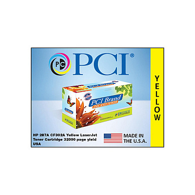 PCI Brand Eco-friendly Reman Hp 827a Cf302a Yellow Toner Cartridge 32000 Pg Yield For Hp Color Laserjet Enterprise Flow M880, M880mfp, M880z, M880zmfp (CF302APCI)