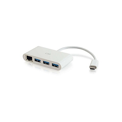 C2G Usb C Ethernet And 3 Port Usb Hub White (29746)