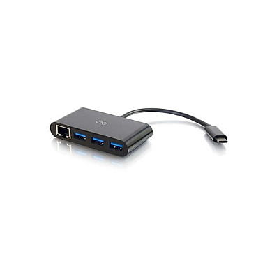 C2G Usb C Ethernet And 3 Port Usb Hub Black (29747)