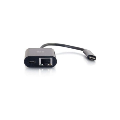 C2G Usb C Ethernet Adapter With Power Black (29749)
