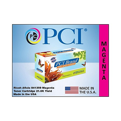 PCI Brand Compatible Ricoh 841359 Magenta Toner Cartridge 21.6k For Ricoh Aficio Mpc6501/mpc7501/savin C9065/c9075/lanier Ld365c/ld375c Made In Usa (841359PCI)