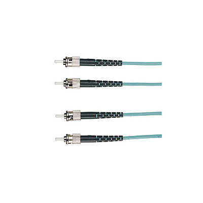 Black Box Om3 50/125 Multimode Fiber Optic Patch Cable - Ofnr Pvc, St To St, Aqua, 1-m (3.2-ft.) (EFNT010001MSTST)