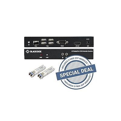 Black Box Kvm Extender Kit Over Fiber Bundle Single-monitor,displayport 4k30,usb 2.0,(2)sfps,1250-mbps Lc,mm 1310nm,2km(lfp412),taa (KVXLCDPF100SFPB2)