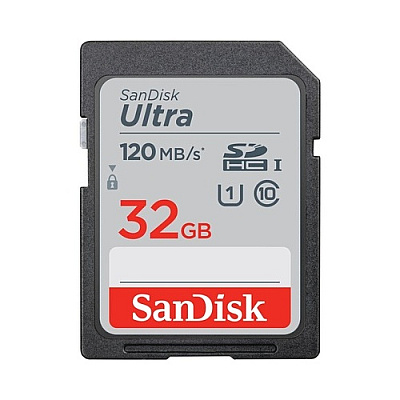 SanDisk Ultra Sdhc Memory Card, 32gb, Class 10/uhs-i, 120mb/s (SDSDUN4032GAN6)
