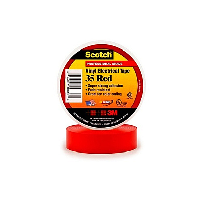 3M Scotch Vinyl Color Coding Electrical Tape 35, 3/4 In X 66 Ft, Red, Qty 10 Rolls (353/4X66FTRD)