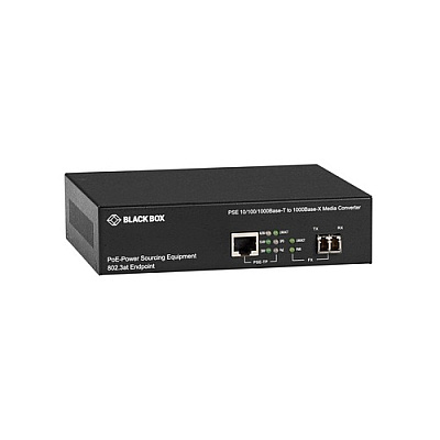 Black Box Gigabit Ethernet Poe Media Converter 10/100/1000-mbps Copper To 1000-mbps Multimode Fiber,850nm,500m,lc,gsa,taa (LPS500AMMLCR3)
