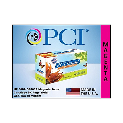 PCI Brand Eco-friendly Reman Hp 508a Cf363a Magenta Toner Cartridge 5k Yld For Hp Color Laserjet Enterprise Flow M577, M552, M553, Managed M577 Series (CF363APCI)