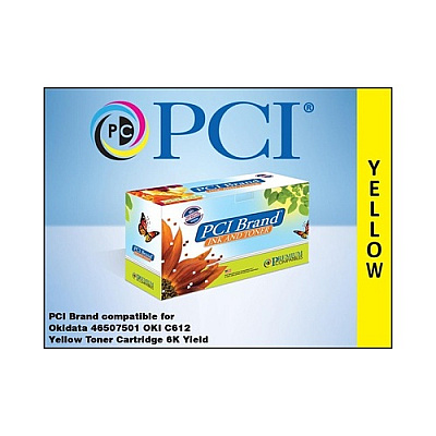 PCI Brand Compatible Okidata 46507501 Yellow Toner Cartridge 6000 Page Yield For Okidata C612/oki C612n/oki C612dn. Oki 46507501 (46507501PCI)
