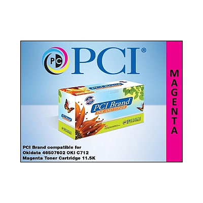 PCI Brand Compatible Okidata 46507602 Magenta Toner Cartridge 11500 Page Yield For Okidata C712/okidata C712dn. Oki 46507602 (46507602PCI)