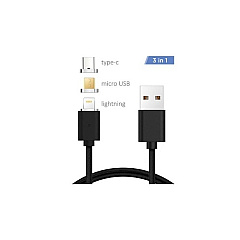 GCIG 3 In 1 Magnetic Cable Black (11172)