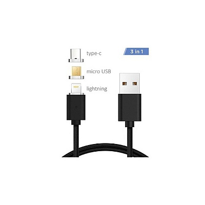GCIG 3 In 1 Magnetic Cable Black (11173)