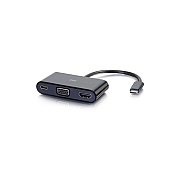 C2G Usb C To Hdmi Vga Adapter W/ Power Black (26884)
