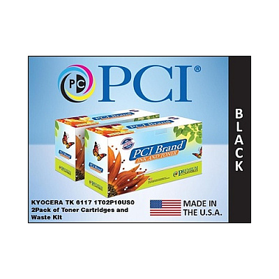 PCI Brand Compatible Kyocera Tk-6117k 1t02p10us0 2pk Black Toner Cartridges W/2 Waste Toner Cartridges 30k Yield For Kyocera Ecosys M4125idn/m4132idn (TK61172PKPCI)