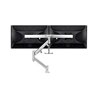 Atdec Direct To Desk Dual Display Crossbar Dynamic Arm Desk Mount, Dual Monitor Mount, Suits Displays To 15lbs And 27", Vesa 75x75 And 100x100, Silver (AWMSRHXBHS)