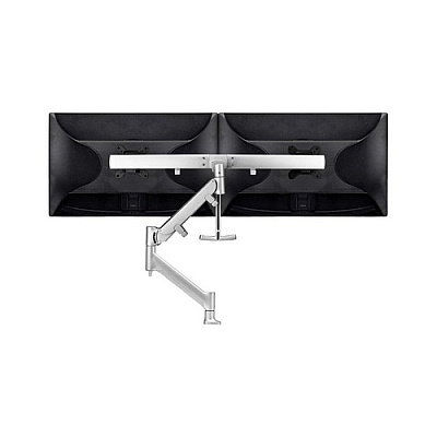 Atdec Direct To Desk Dual Display Crossbar Dynamic Arm Desk Mount, Dual Monitor Mount, Suits Displays To 15lbs And 27", Vesa 75x75 And 100x100, Silver (AWMSRHXBHS)