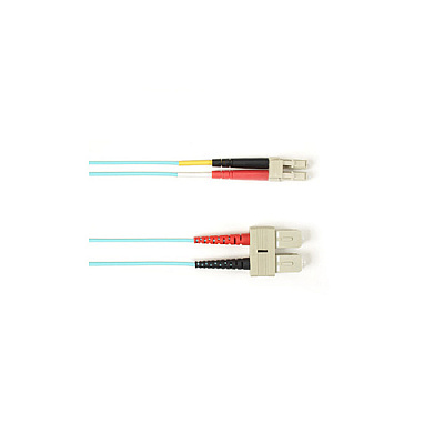 Black Box Om3 50/125 Multimode Fiber Optic Patch Cable - Lszh, Sc To Lc, Aqua, 2-m (6.5-ft.), Gsa, Taa, Non-returnable/non-cancelable (FLZH10002MSCLCAQ)