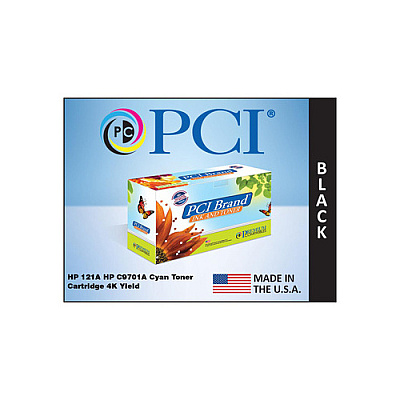 PCI Brand Eco-friendly Reman Hp 121a C9701a Cyan Toner Cartridge 4000 Page Yield For Hp Color Laserjet 1500, 1500l, 2500, 2500l, 2500n, 2500tn, C9701 (C9701ARPC)