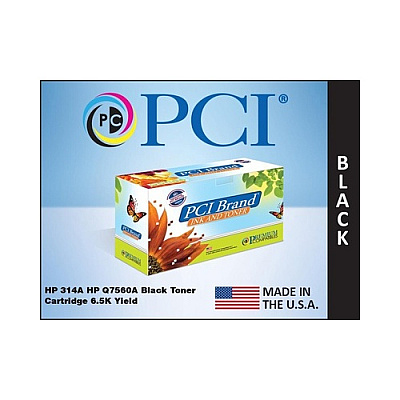 PCI Brand Eco-friendly Reman Hp 314a Q7560a Black Toner Cartridge 6500 Pg Yield For Hp Color Laserjet 2700, 2700n, 3000, 3000dn, 3000dtn, 3000n, Q7560 (Q7560ARPC)