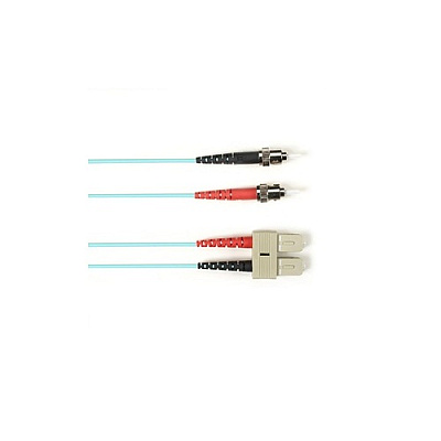 Black Box Om3 50/125 Multimode Fiber Optic Patch Cable - Ofnr Pvc, St To Sc, Aqua, 5-m (16.4-ft.), Gsa, Taa, Non-returnable/non-cancelable (FOCMR10005MSTSCAQ)