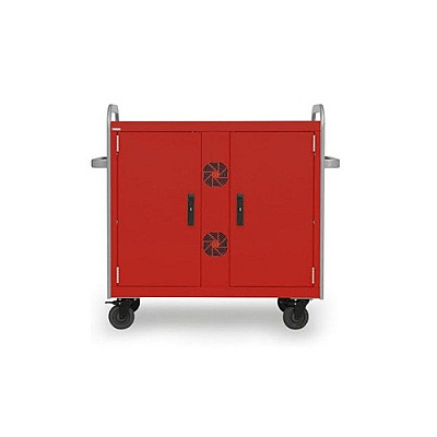 Bretford 32x Link Cart, Network Ready, Red Paint W/ Aluminum Rails (MDMLAP32NRREDAL)