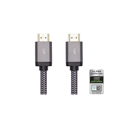 Monoprice 8k Certified Braided Ultra High Speed Hdmi Cable - Hdmi 2.1_ 8k@60hz_ 48gbps_ Cl2 In-wall Rated_ 26awg_ 15ft_ Black (42684)
