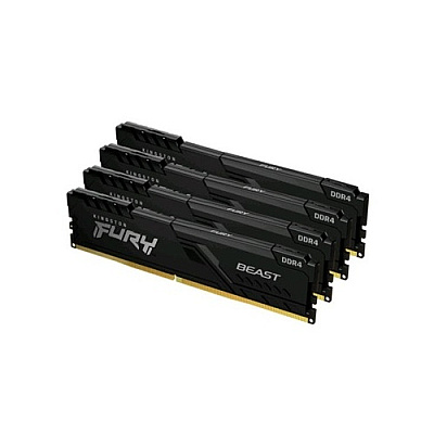 Kingston 64gb 2666mhz Ddr4 Cl16 Dimm (kit Of 4) 1gx8 Fury Beast Black (KF426C16BB1K4/64)