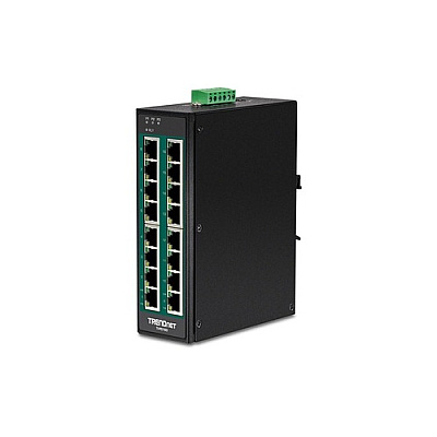 Trendnet 16-port Hardened Industrial Gigabit Poe+ Din-rail Switch (TIPG160)
