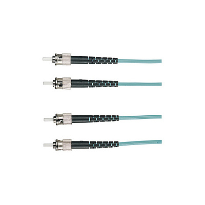 Black Box Om3 50/125 Multimode Fiber Optic Patch Cable - Ofnr Pvc, St To St, Aqua, 2-m (6.5-ft.) (EFNT010002MSTST)