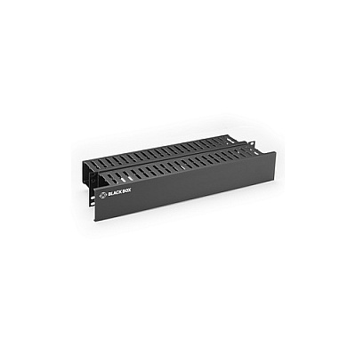 Black Box Rackmount Horizontal Finger Duct Cable Manager With Cover - 2u, 19", Double-sided, Black, Gsa, Taa (RMT107A)