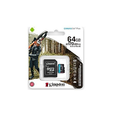 Kingston 64gb Microsdxc Canvas Go Plus 170r A2 U3 (SDCG3/64GB)