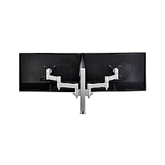 Atdec Modular Dual Display Mount, Flat Screens Up To 26.5 Lbs, Curved Screens Up To 17.6 Lbs, Vesa Mounting Pattern 75x75 And 100x100, Silver (AWMS24640FS)