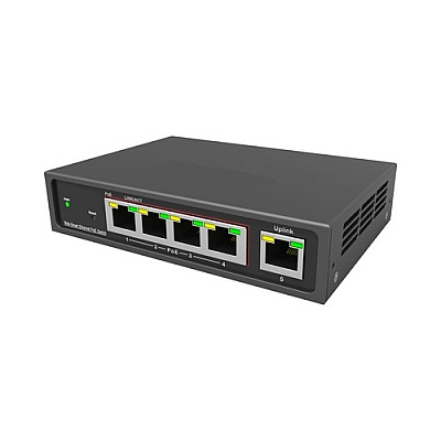 Hanwha Vision Wisenet Sky Switch Sw05m (4 Port Managed Poe+, With 100m Uplink) (ENSW05M001)
