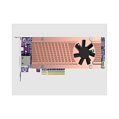 QNap Qm2 Series, 2 X Pcie 2280 M.2 Ssd Slots, Pcie Gen4 X 8, 1 X Aqc113c 10gbe Nbase-t Port (QM22P410G1T)