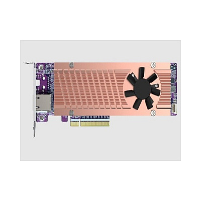 QNap Qm2 Series, 2 X Pcie 2280 M.2 Ssd Slots, Pcie Gen4 X 8, 1 X Aqc113c 10gbe Nbase-t Port (QM22P410G1T)