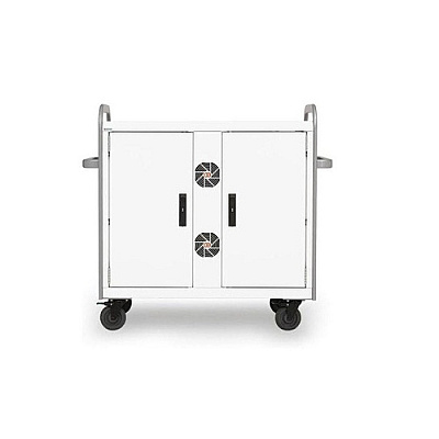 Bretford 32x Link Cart, Network Ready, Arctic White W/ Aluminum Rails (MDMLAP32NRAWAL)