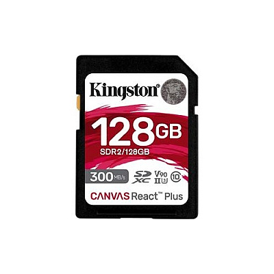 Kingston 128gb Canvas React Plus Sdxc Uhs-ii 300r/260w U3 V90 For Full Hd/4k/8k (SDR2/128GB)