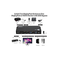 SIIG 2x1 Displayport 4k Kvm Usb3 Switch (CEKV0C11S1)