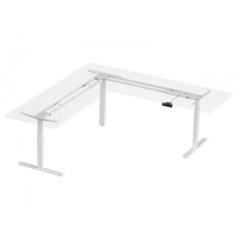 Monoprice Sit-stand Desk, L-shapr, Frame Only, 3-motor, White (34828)