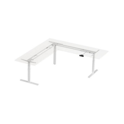 Monoprice Sit-stand Desk, L-shapr, Frame Only, 3-motor, White (34828)