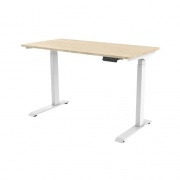 Monoprice Sit-stand Desk W/ Wood Top (white Base; Natural Top) (42764)