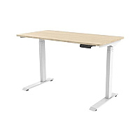 Monoprice Sit-stand Desk W/ Wood Top (white Base; Natural Top) (42764)