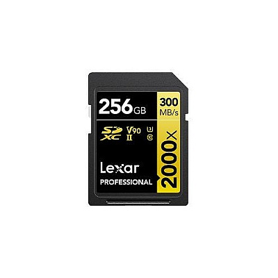 Lexar Professional Sdxc Memory Card, 2000x, 256gb Class 10, V90, Uhs-ii, U3 W/o Reader (LSD2000256GBNNNU)