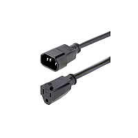 StarTech 3ft (1m) Power Extension Cord, Iec 60320 C14 To Nema 5-15r Black Extension Cord, 10a 125v, 18awg, Outlet Extension Power Cable, C14 To Nema 5-15r (1415R3FPOWERCORD)
