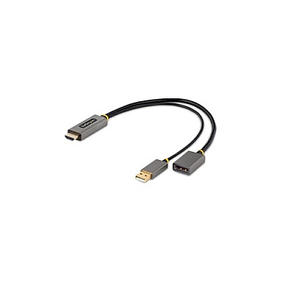 StarTech 1ft (30cm) Hdmi To Displayport Adapter, Active 4k 60hz Hdmi To Dp Adapter Cable, Hdr, Usb Powered, Extended Reach Hdmi 2.0 To Dp 1.2 Converter (128HDMIDISPLAYPORT)